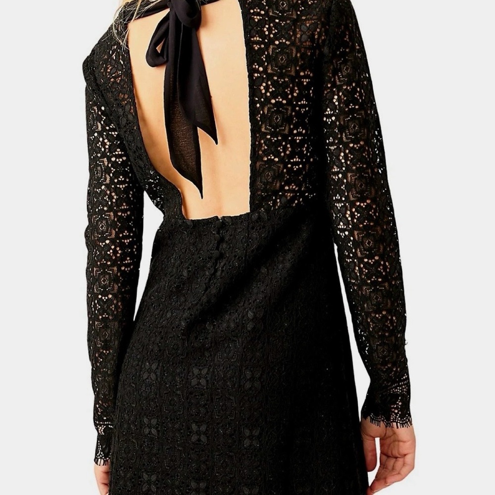 Free People Black Lace Long Sleeve Dress - Picture 2 of 9